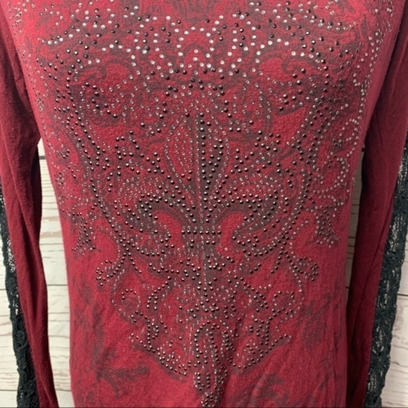 Maurices Embellished Lace Sleeve Top - Picture 2 of 7